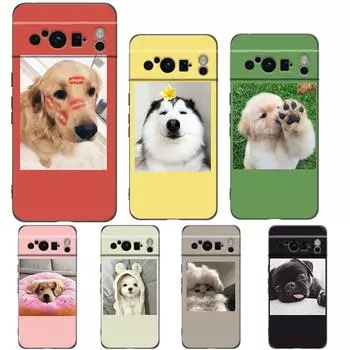 Милый чехол для телефона с изображением щенка и кота для Google Pixel 8 7 6 Pro 6A 7A 5G, мягкий силиконовый противоударный чехол из ТПУ черного цвета, Fundas Pixel 8 Pro