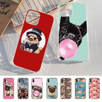 Милый чехол для телефона с изображением собаки-мопса для iPhone 14 13 12 Mini 11 Pro XS Max X XR SE 6 7 8 Plus, мягкий силиконовый чехол 6plus or 6s plus
