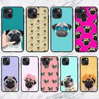 Милый чехол для телефона с изображением собаки-мопса для iPhone 11 12 Mini 13 14 Pro XS Max X 8 7 6s Plus 5 SE XR Shell iPhone14ProMax