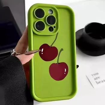 Милый чехол для телефона с изображением вишни для iPhone 11, чехол Funda iPhone 15, 14, 13, 12 Pro Max X XS XR 7 8 Plus SE 2020, мягкий матовый чехол ярких цветов For iPhone 12