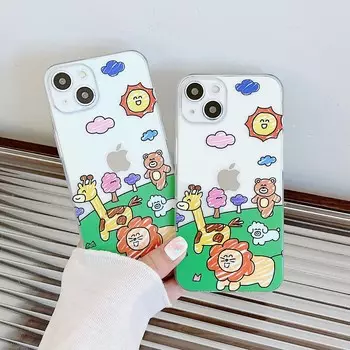 Милый чехол для телефона с изображением животных зоопарка, медведя, льва, собаки, жирафа, для Iphone 14 Pro Max Plus 13 12 11 Promax Xr Xsmax X, мягкий чехол Ins for iphone 13 promax