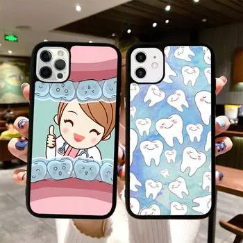 Милый чехол для телефона с изображением зубов стоматолога, силиконовый чехол из ПК+ТПУ для iPhone 11 12 13 Pro Max 8 7 6 Plus X SE XR, твердые чехлы iphone 14