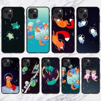 Милый чехол для телефона с космическими черепахами, выдрами, коалами и кроликами для iPhone 11 12 Mini 13 14 15 Pro XS Max X Plus SE XR Shell iPhone11PROMAX