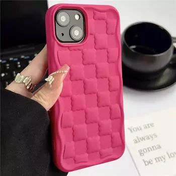 Милый чехол для телефона с квадратной сеткой и 3D изображением конфет и печенья для iPhone 15Pro 11 12 13 14 Pro Max, матовый силиконовый противоударный чехол-бампер For iPhone 11