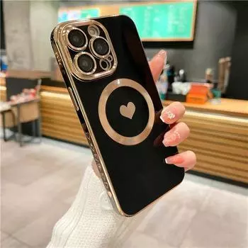 Милый чехол для телефона с магнитным кругом и рамкой для iPhone 11 12 13 14 15 Pro Max 14 Plus, мягкий противоударный чехол Magsafe с зарядкой For iPhone 15 Plus