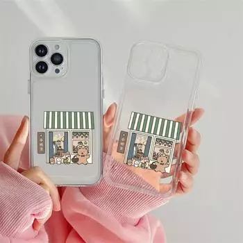 Милый чехол для телефона с медведем для покупок для Iphone 14 13 12 11 Promax Mini Plus Xr Xs Max 7 8 Se 2022, прозрачный мягкий силиконовый чехол For iphone XS Max