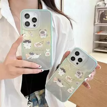 Милый чехол для телефона с мультяшным котом для iPhone 16 15 14 13 12 11 Pro Max INS противоударный чехол iPhone 11