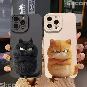 Милый чехол для телефона с мультяшным котом для iPhone 16 15 14 11 12 13 Pro Max XS XR X 8 7 Plus Mini противоударный мягкий силиконовый бампер iPhone 16 кофейный