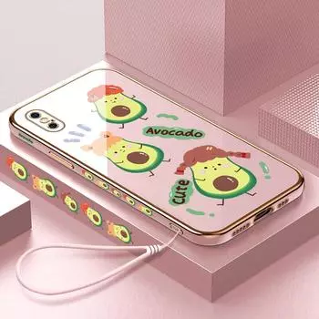 Милый чехол для телефона с покрытием из фруктов и авокадо для OPPO A98 5G A15 Realme C3 VIVO V21E Infinix HUAWEI P30, мягкий чехол с квадратным краем OPPO A98 5G ярко-зеленый