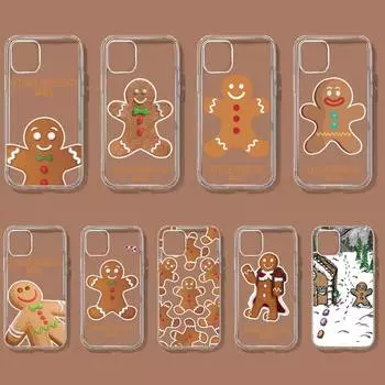 Милый чехол для телефона с пряничным человечком для iPhone 11 12 Mini 13 14 Pro XS Max X 8 7 6s Plus 5 SE XR с прозрачным корпусом iPhone14ProMax