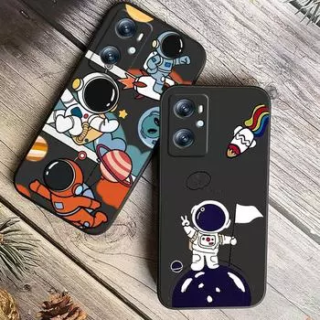 Милый чехол для телефона с рисунком астронавта и комиксами для OPPO Find X6 X5 X3 A54S A5 A94 A16 A53S A57 A74 A72 A98 A78 A96 A9 5G, черный чехол для телефона Funda OPPO A5 2020