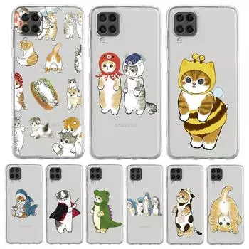 Милый чехол для телефона с рисунком кота для Samsung Galaxy A51 A71 A21S A12 A11 A31 A41 A01 A03S A13 A33 A73 A53 A52 A32 5G A23 Прозрачный чехол Samsung A41