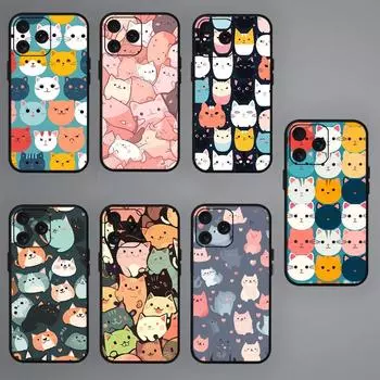 Милый чехол для телефона с рисунком кота для iPhone Mini 11 12 13 14 15 Pro XS Max X Plus SE XR черный мягкий чехол iPhoneXSMAX
