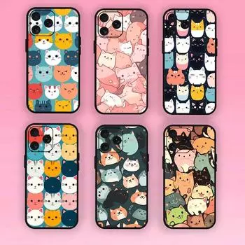 Милый чехол для телефона с рисунком кота для Samsung S20 S21 S22 S23 S24 Note 20 4G 5G Plus Ultra Black Soft Shell SamsungS24Ultra