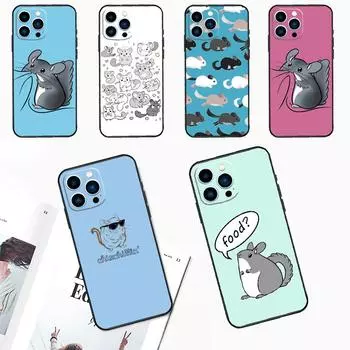 Милый чехол для телефона с рисунком шиншиллы для iPhone 15 14 13 12 11 Pro Max Plus Mini X XR XS Max 7 8 SE Мягкий чехол из ТПУ iPhone 11