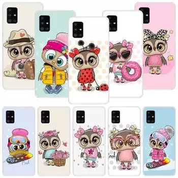 Милый чехол для телефона с сердечками совы для Samsung Galaxy A12 A22 A32 A42 A52 A72 A51 A71 5G A41 A31 A21 A02S M12 M21 M31 M30S Fundas Samsung A12 5G