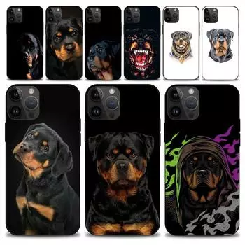 Милый чехол для телефона с собакой-ротвейлером iphone15 14 13 12 11 Pro Max Mini X 7 8, мягкий чехол iPhone15pro