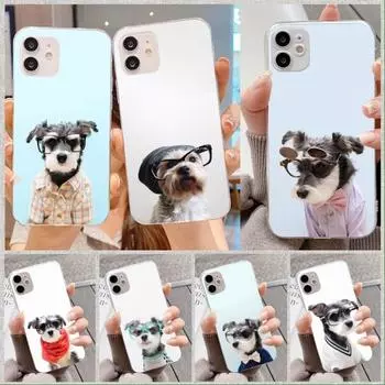 Милый чехол для телефона с собакой шнауцера для IPhone 14 13 12 11 XS X 8 7 6 Plus Mini Pro Max SE 2022, мягкий прозрачный чехол для телефона iPhone 14