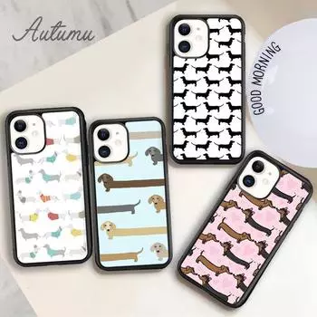 Милый чехол для телефона с собакой таксой для iPhone 11 12 13 14 Pro Max mini X XR XS SE 2020 6S 7 8 Plus Samsung Galaxy S21 S22 iPhone 6plus