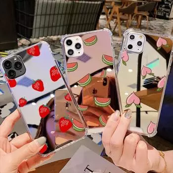 Милый чехол для телефона с текстурой фруктовой плитки для iPhone 13 14 Pro 11 12 Max Mini X XS 8 XR 7 Puls Mirror Surface Back Cover iPhone7