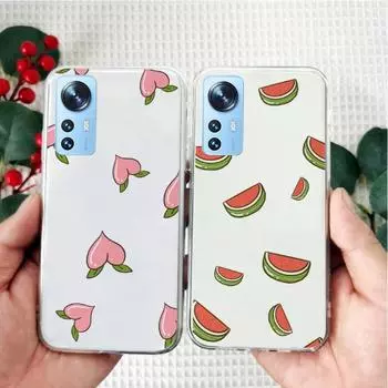 Милый чехол для телефона с текстурой фруктовой плитки для Xiaomi 12 10 11 Redmi 10X 9T Note 10S 9 8 Pro, прозрачный чехол Redmi 8