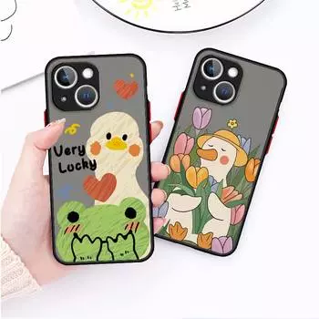 Милый чехол для телефона с утками для девочек и мальчиков для iPhone 14 13 12 11 Mini XS XR X Pro MAX 8 7 6 Plus матовый полупрозрачный чехол из ТПУ iPhone 6 6S