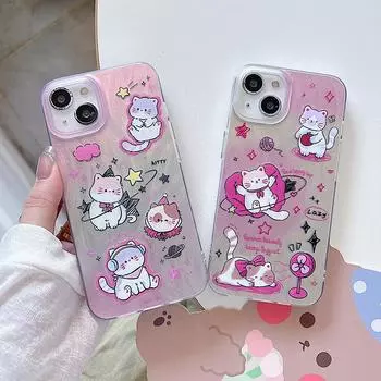 Милый чехол для телефона Samsung S23 FE S24 Ultra A35 A54 A53 A34 S23 Redmi Note 13 Pro Redmi 13C Realme C63 C67 IPhone 15 11 Reno 11 8T Tecno Spark Cover Vivo Y28 5G