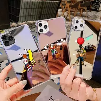 Милый чехол для телефона серии Pixel Style для Iphone 13 14 Pro 11 12 Max Mini X XS 8 XR 7 Puls с зеркальной поверхностью задняя крышка iPhone7