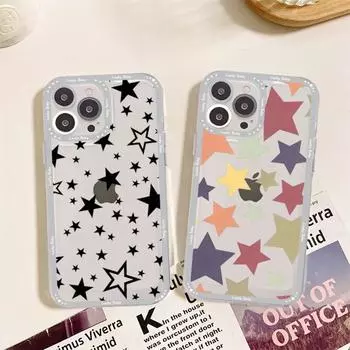 Милый чехол для телефона со звездой для iPhone 15 11 12 13 14 Mini Pro Max XR X XS прозрачный чехол из ТПУ iphone 15 pro
