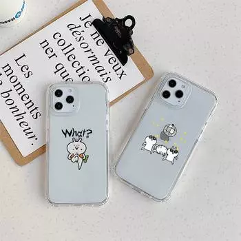 Милый чехол для телефона Usagyuuun Rabbit для iPhone 11 12 Mini 13 14 Pro XS Max X 8 7 6s Plus 5 SE XR прозрачный чехол iPhone14ProMax