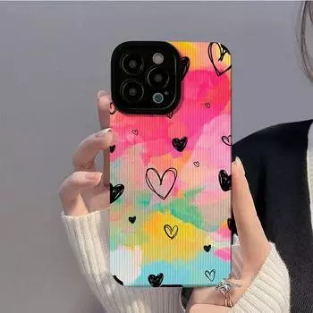 Милый чехол для телефона в клетку с сердечками и сердечками для Iphone 11 14 Plus 13 Pro Max 12, силиконовый чехол для Iphone Xr Xs Max X 7 8 Plus Se3 iphone 6s 6