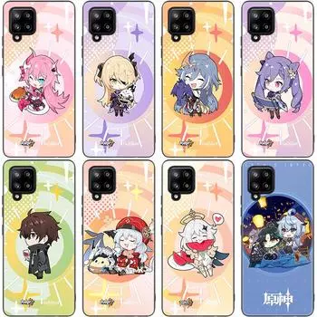 Милый чехол Genshin Impact для Samsung Galaxy A12 A02S A22 A32 A52 A72 A71 A51 A41 A31 A21 A11 A50 A70 A10S A20S, черный мягкий чехол Samsung A41