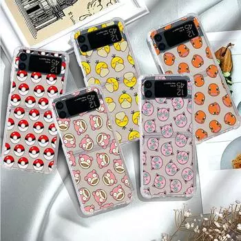 Милый чехол Pikachu Pkemon Anime Coque для Samsung Galaxy Z Flip 4 Z Flip 3 5G ZFlip4 ZFlip3 Flip4 Flip3 Прозрачный силиконовый чехол TPU Samsung Z Flip 3 5G