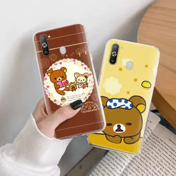 Милый чехол Rilakkuma TPU для iPhone XR 7 8 14 15 11 12 13 X XS Pro Max Xiaomi Redmi 13C Note 9 Samsung A22 S23 S24 Ultra Plus VIVO iPhone 12 Pro кожа буйвола