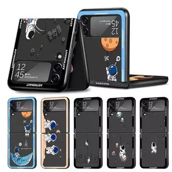 Милый чехол с астронавтом для Samsung Galaxy Z Flip 3 4 5G, черный жесткий корпус для телефона из ПК Z Flip4, роскошный чехол Samsung Z Flip 5G