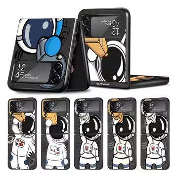 Милый чехол с астронавтом для Samsung Galaxy Z Flip 3 4 5G, черный жесткий корпус для телефона из ПК Z Flip4, роскошный чехол Samsung Z Flip 5G