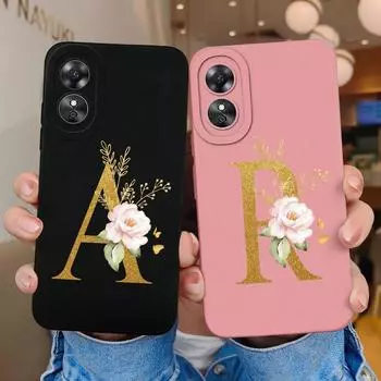 Милый чехол с буквами для OPPO A1 Pro A5 A9 2020 A15 A16 A17 A52 A53, мягкий силиконовый квадратный защитный чехол, бамперы с розовыми буквами для OPPOA17, чехол для телефона OPPO A1 5G