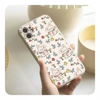 Милый чехол с цветочным кроликом для Iphone 14pro Plus 13 11 12mini, роскошный противоударный мягкий силиконовый чехол для Iphone 11pro Max Capinha For iphone 11Pro Max
