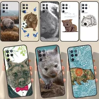 Милый чехол с изображением детского вомбата для OPPO A53 A53S 2020 A5 A9 A31 A52 A72 A94 A74 A54 A83 A91 A93 A16 A15, задний чехол OPPO A72