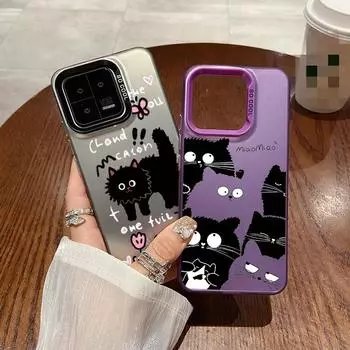 Милый чехол с изображением кота для iPhone 16 Samsung A55 A35 S24 FE Xiaomi Redmi Note 13 Pro 14C Poco C65 Huawei Honor 200 противоударный чехол-бампер для телефона с защитой от царапин Samsung A54 5G