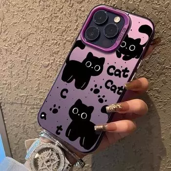 Милый чехол с изображением кота и цветка для iPhone 16 Samsung A55 A35 M35 S24 FE Xiaomi Redmi Note 13 Pro 14C Huawei Honor 200, противоударный чехол-бампер для телефона с защитой от царапин Samsung A54 5G