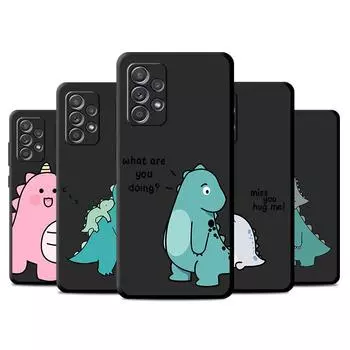 Милый чехол с изображением маленького динозавра для Samsung Galaxy A52 A12 A32 A51 A21s A71 A13 A53 A22 A31 A72 A03 A02s A41, черный чехол для телефона Samsung A53 5G