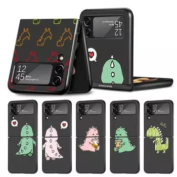 Милый чехол с изображением маленького динозавра для Samsung Galaxy Z Flip 3 5G 4, модный Z Flip3, роскошный черный жесткий чехол для телефона Samsung Z Flip 5G