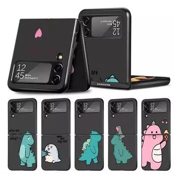 Милый чехол с изображением маленького динозавра для Samsung Galaxy Z Flip 3 5G 4, модный Z Flip3, роскошный черный жесткий чехол для телефона Samsung Z Flip 5G