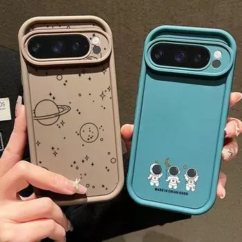 Милый чехол с изображением планеты, звезды, астронавта, TPU, противоударный чехол для Google Pixel 9 Pro XL 8 Pro 8A, защитный матовый мягкий чехол для телефона Google Pixel 9 чёрный