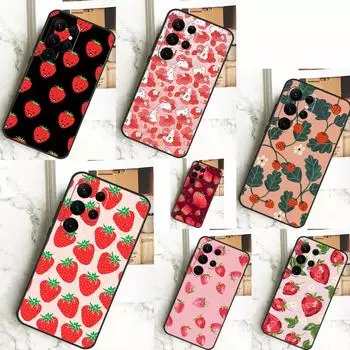 Милый чехол с клубникой для Samsung Galaxy S24 S23 S22 S21 S20 FE Ultra Plus S8 S9 S10 Note 10 20 Ultra Case Note 10 Plus