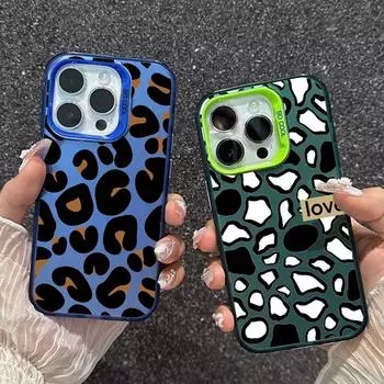 Милый чехол с леопардовым принтом для iPhone 16 Pro Samsung A55 A35 M35 S24 FE Xiaomi Redmi Note 13Pro 14C Huawei Honor 200, противоударный чехол-бампер для телефона с защитой от царапин Samsung A54 5G