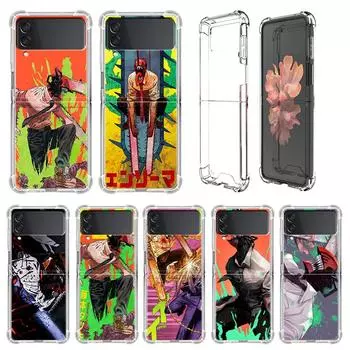 Милый чехол с рисунком человека бензопилы для Samsung Galaxy Z Flip 3 4 5g Funda Z Flip3, прозрачный жесткий противоударный чехол для телефона Samsung Z Flip 5G