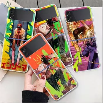 Милый чехол с рисунком человека бензопилы для Samsung Galaxy Z Flip 4 5g, прозрачный жесткий чехол для мобильного телефона Zflip, прозрачный чехол для ПК Samsung Z Flip4 5G