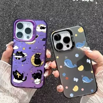 Милый чехол с рисунком кота для iPhone 16 Samsung A55 A35 S24 FE Xiaomi Redmi Note 13 Pro 14C Huawei Honor противоударный бампер для телефона с защитой от царапин полное покрытие Samsung A54 5G